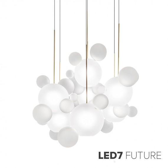 Giopato & Coombes - Bolle Frosted Circular Chandelier 24 Bubbles